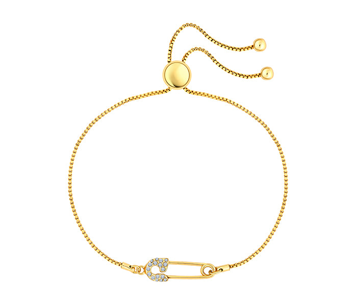 Safety pin bracelet in gold plating