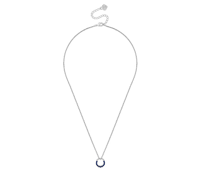 Semi Circle Pendant with Blue Crystals