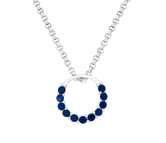 Semi Circle Pendant with Blue Crystals