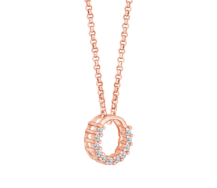 Semi Circle Pendant in Rose Gold Plating