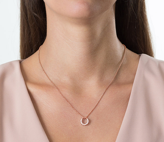 Semi Circle Pendant in Rose Gold Plating