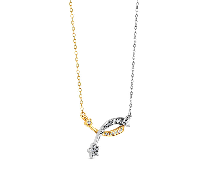 Shooting Star Necklace in gold and rhodium plating