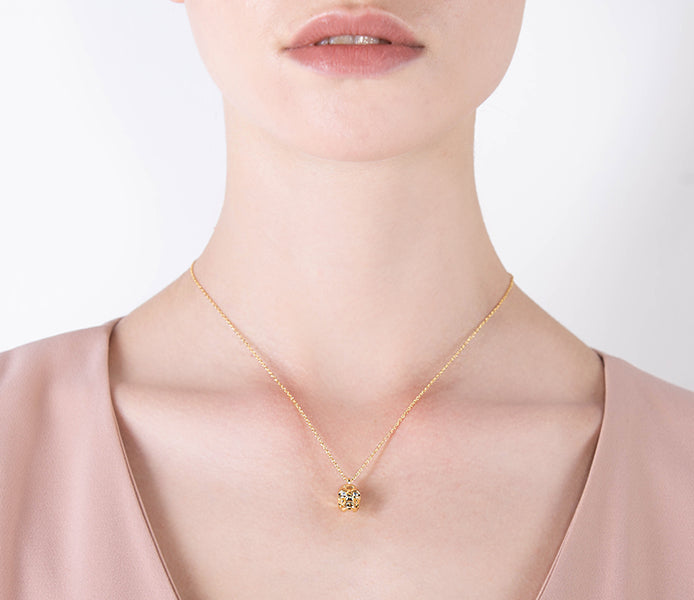 Skull Pendant in Gold with Crystals