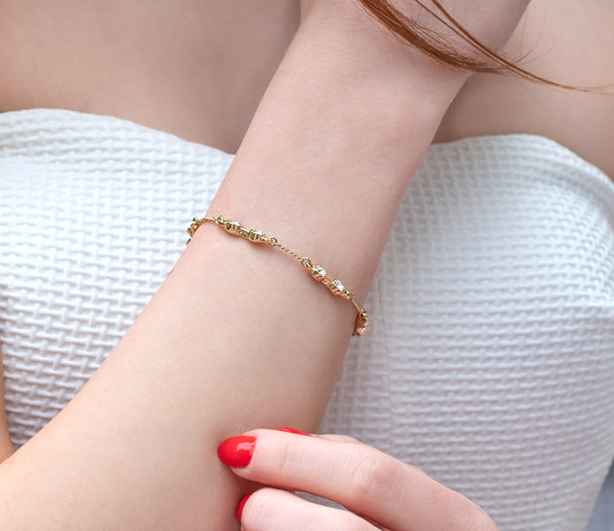 Stacker bra crystal gold bracelet