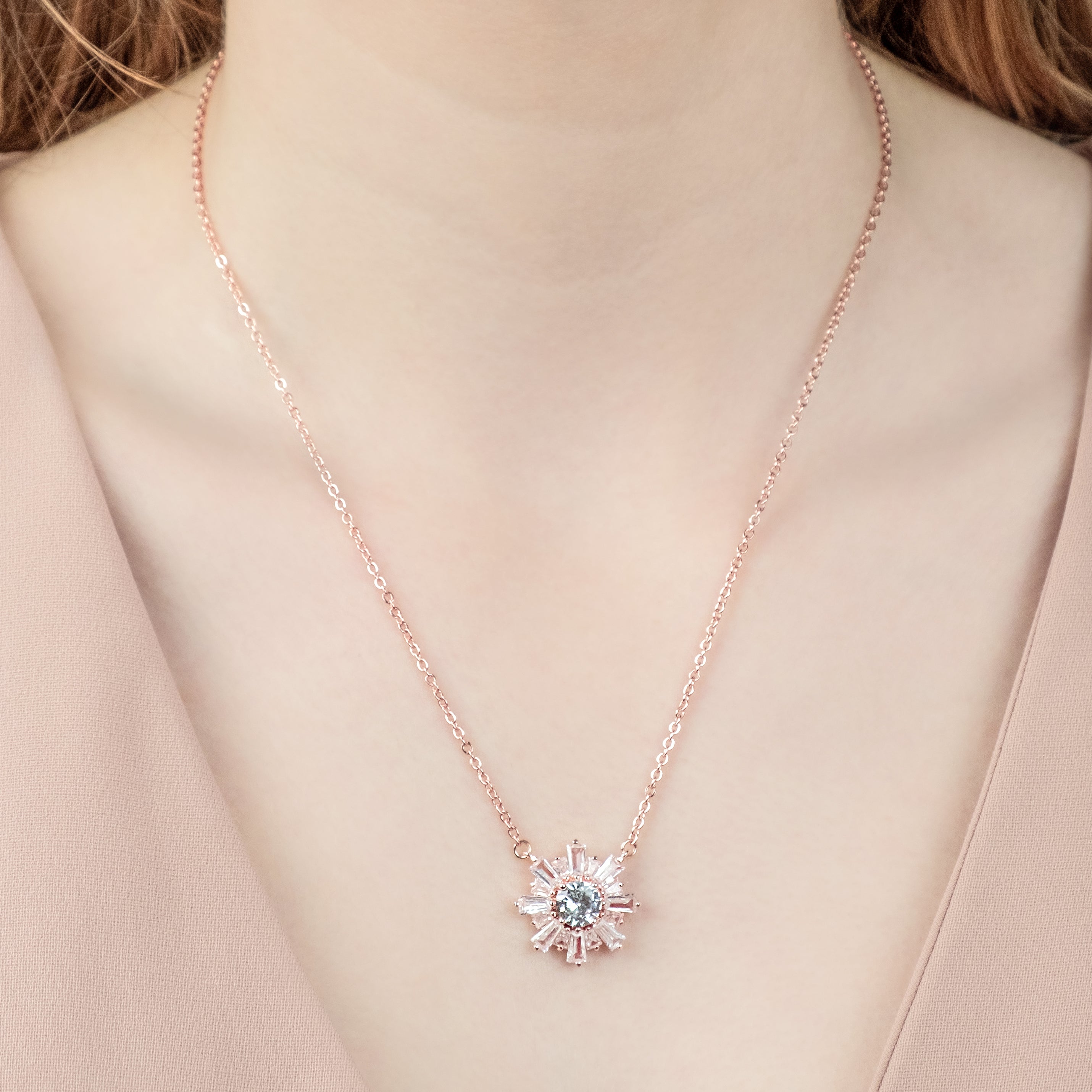 Starburst Necklace in Rose Gold Plating