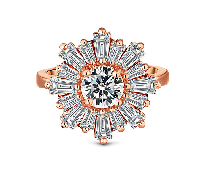 Starburst ring in rose gold plating