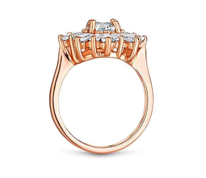 Starburst ring in rose gold plating