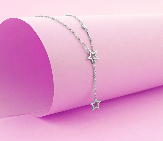 Star Lariat Necklace with Crystals