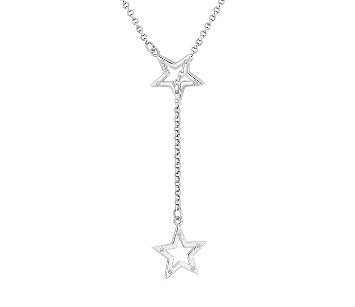 Star Lariat Necklace with Crystals