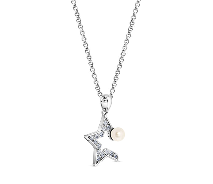 Star Pearl Pendant in Rhodium Plating