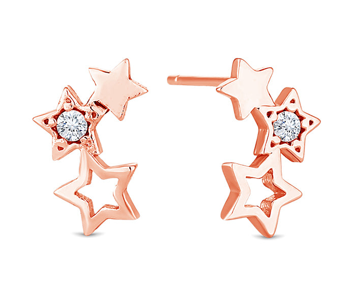 Starry Stud Earrings in Rose Gold Plating