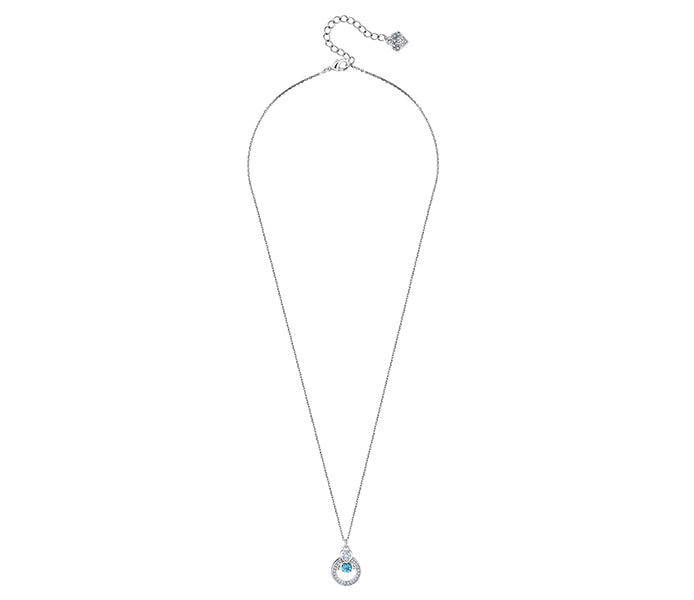 Rhodium Plated Pendant with Light Aquamarine Swing