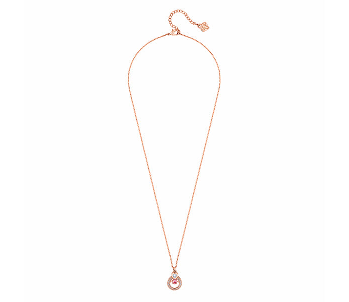 Rose Gold Plated Pendant with Pink Swinging Crysta