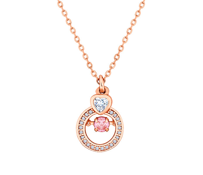 Rose Gold Plated Pendant with Pink Swinging Crysta