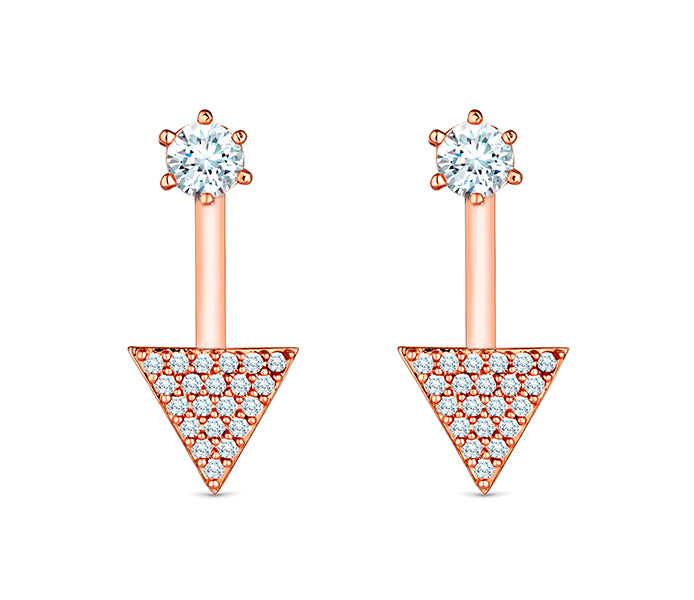 Triangular drop earrings in rose gold plating