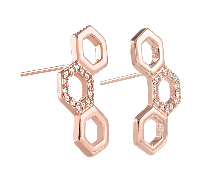 TriHex Earrings in Rose Gold