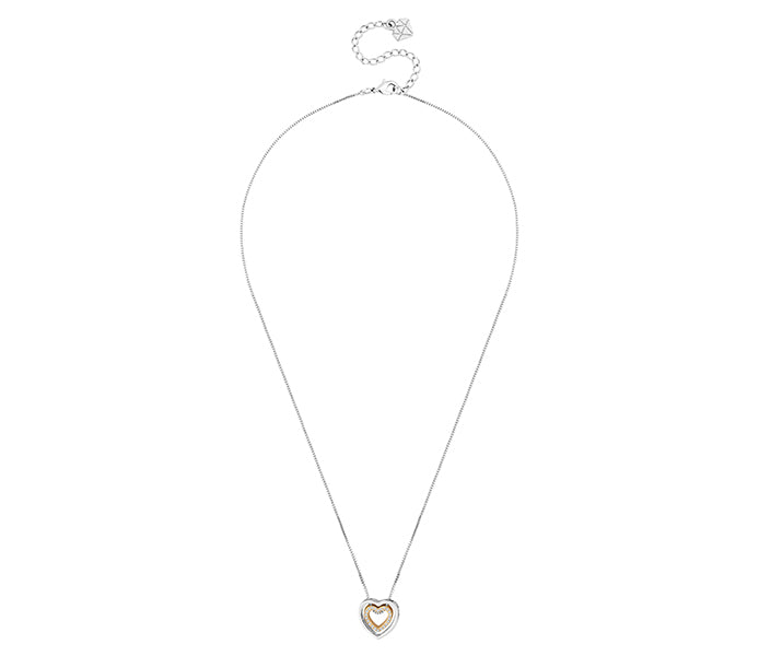 Two Tone Heart Pendant with Crystals