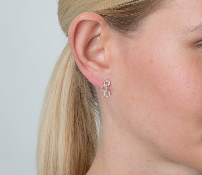 TriHex Earrings in Rose Gold