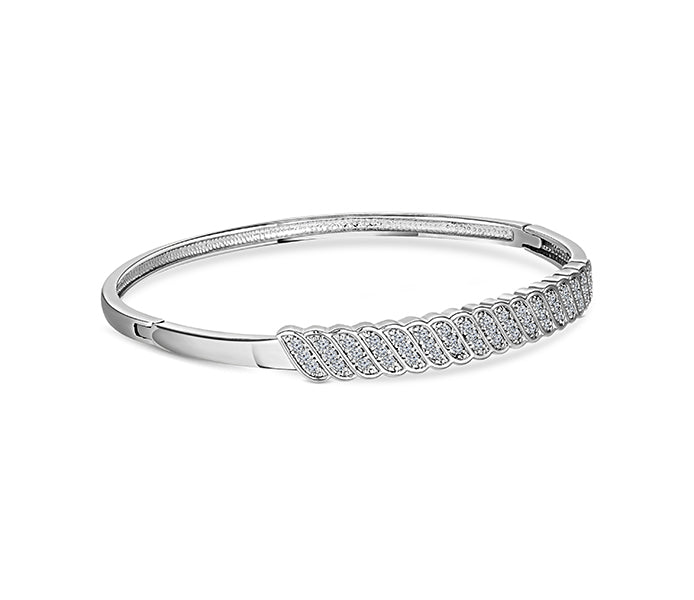 Wave Bangle in rhodium Plating
