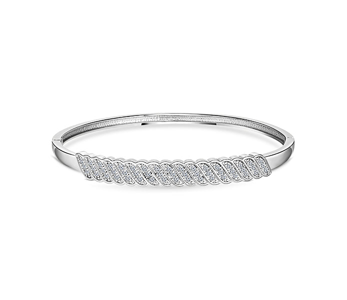 Wave Bangle in rhodium Plating