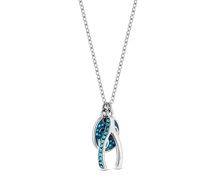 Wishbone pendant in rhodium plating