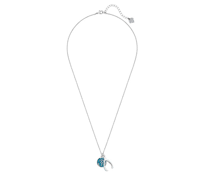 Wishbone pendant in rhodium plating
