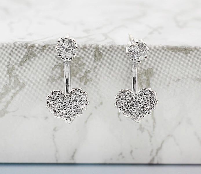 Heart Ear Jacket Earrings