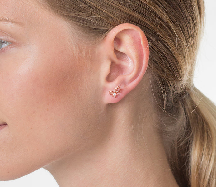 Starry Stud Earrings in Rose Gold Plating