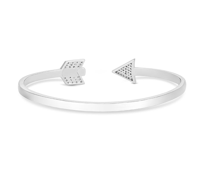 Arrow Bangle with Crystals in Rhodium Plating