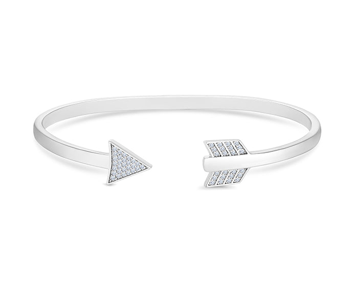 Arrow Bangle with Crystals in Rhodium Plating