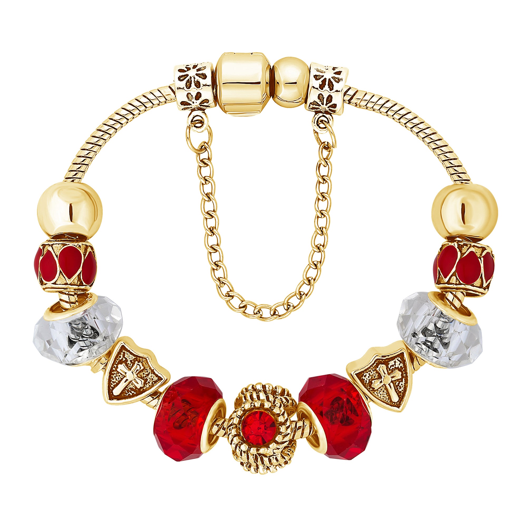 Ava Bracelet in Red with Gold Plating