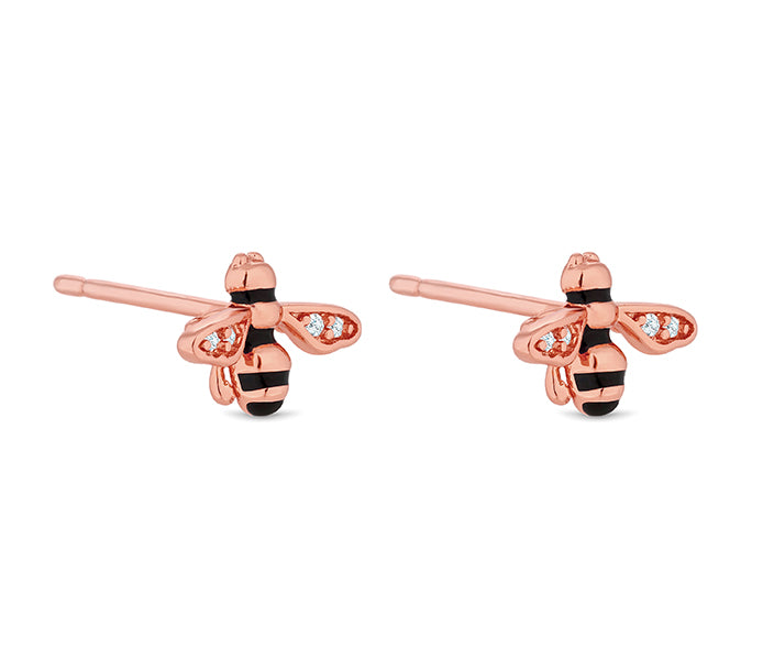 Bee Earrings in Rose Gold Plating