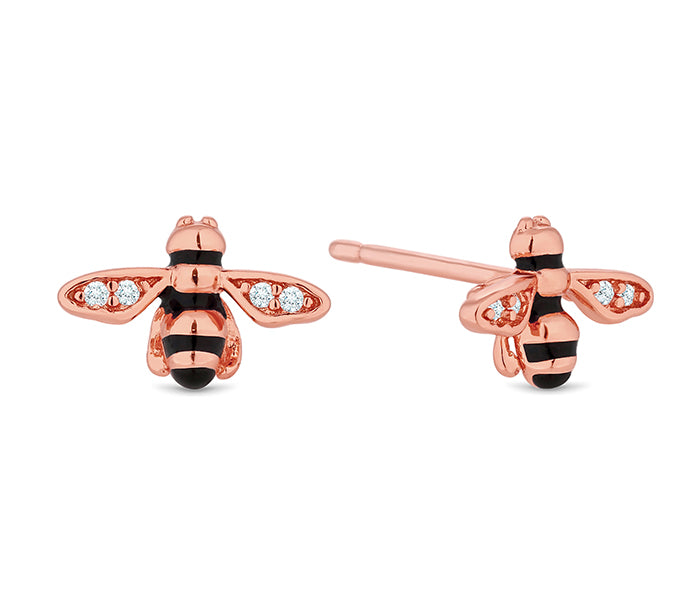 Bee Earrings in Rose Gold Plating