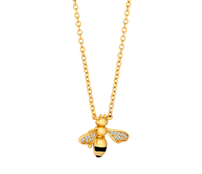 Bee Pendant in Gold Plating with Crystals