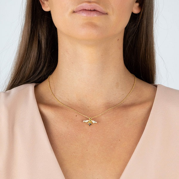 Bee Pendant in Gold Plating with Crystals
