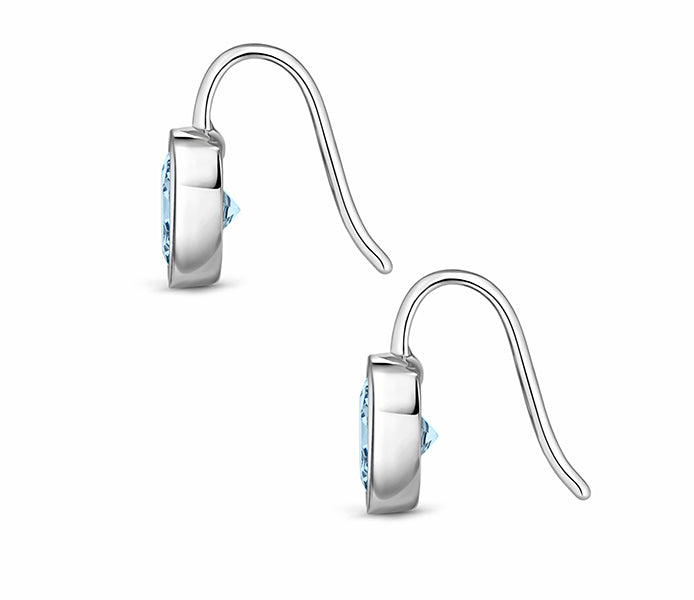 Bella earrings in rhodium plating with aquamarine