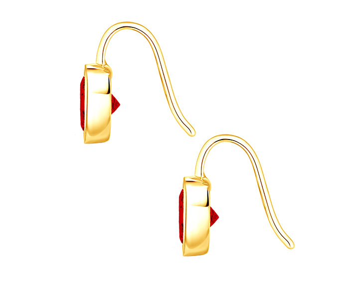 Bella Red Crystal drop earrings in gold plating