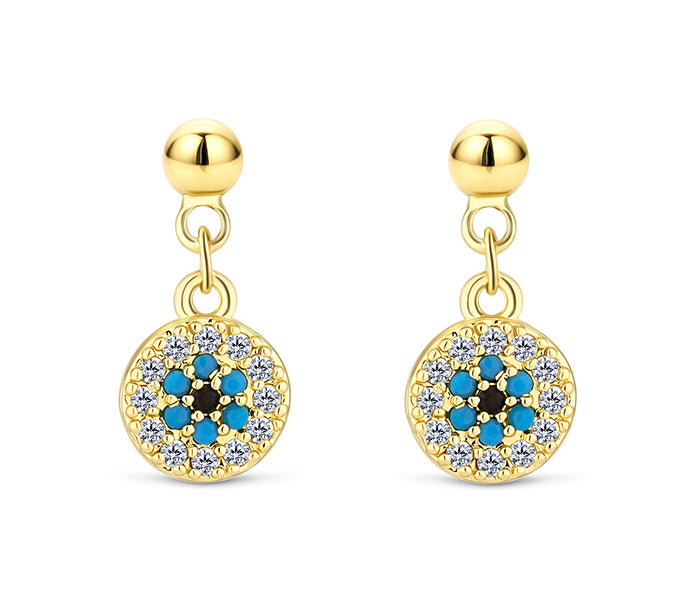 Blue drop earring in yellow gold plating