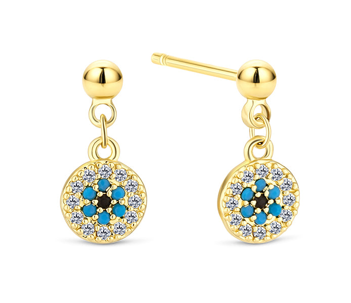 Blue drop earring in yellow gold plating