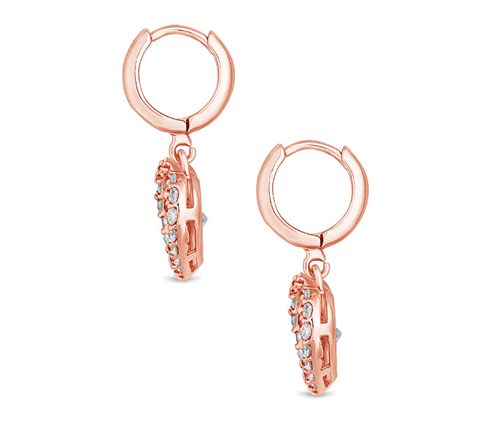 Caged Heart Earrings in Rose Gold Plating