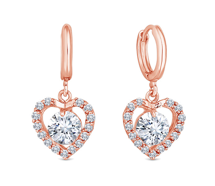 Caged Heart Earrings in Rose Gold Plating
