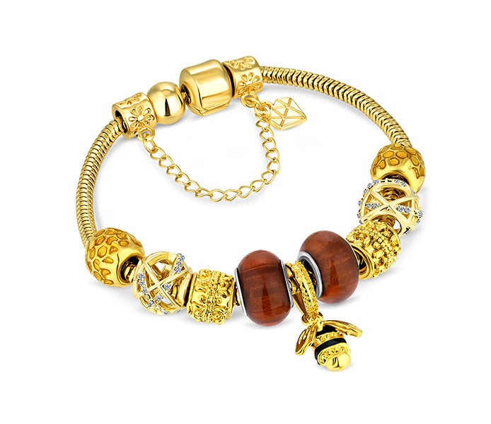 Charm Bracelet with bee in gold