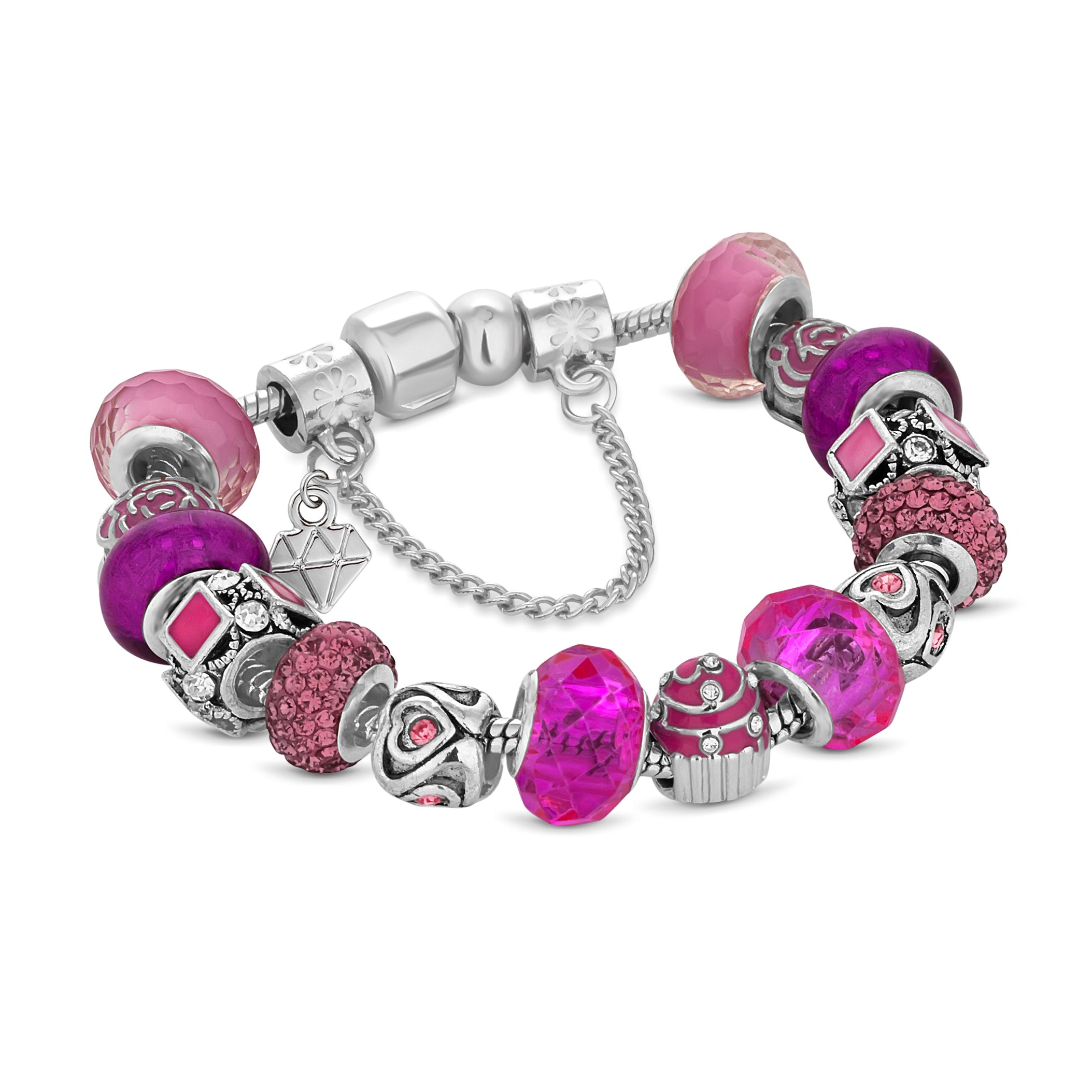 Charm Bracelet with Pink Charms