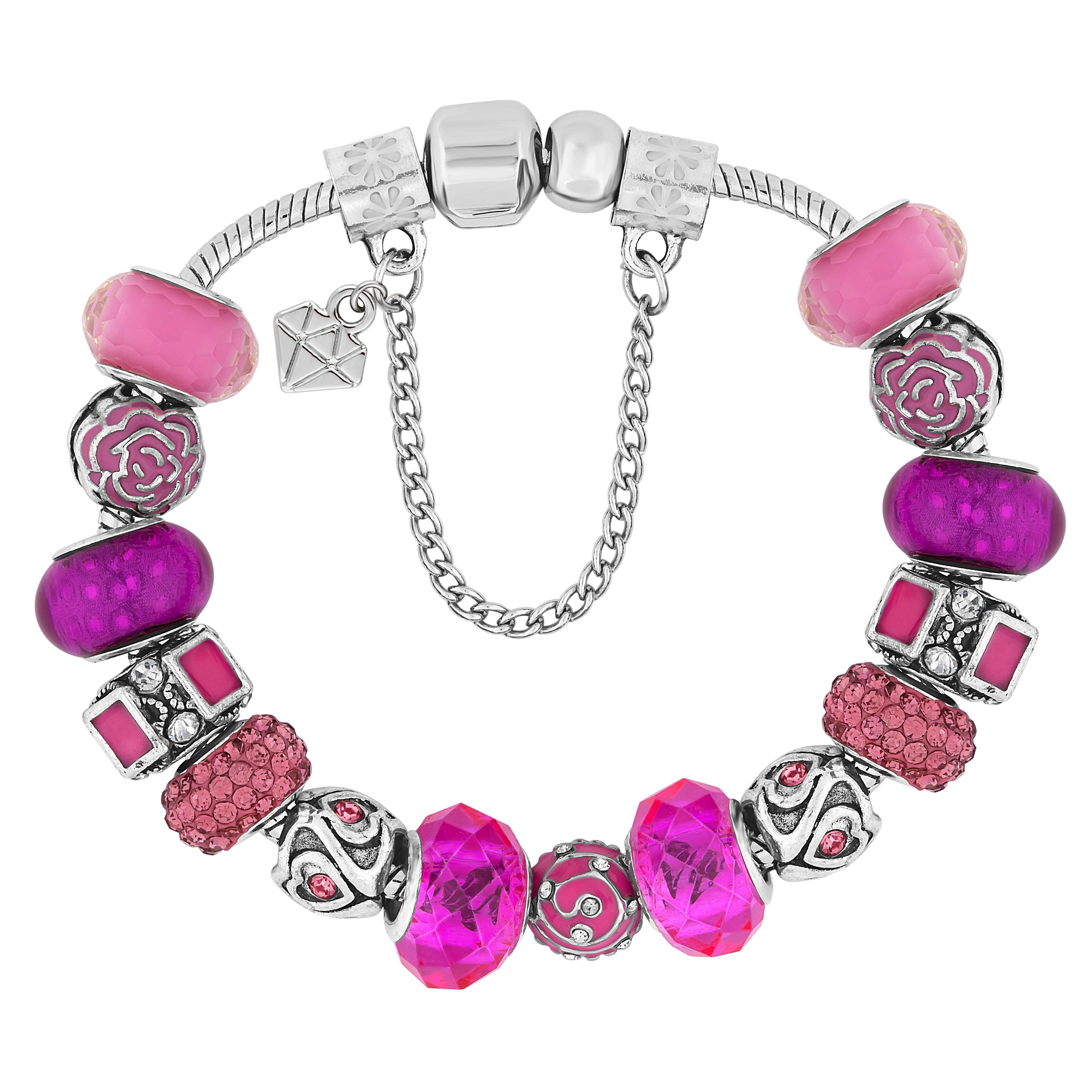 Charm Bracelet with Pink Charms