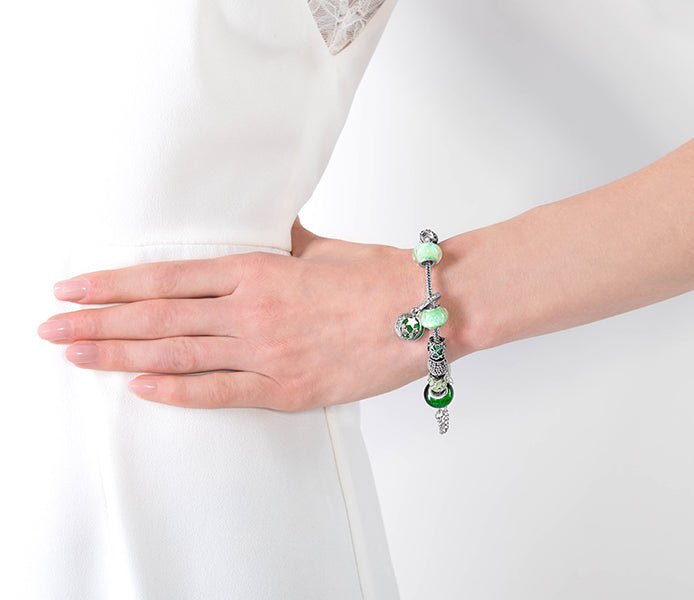 Charm Bracelet with Green Charms