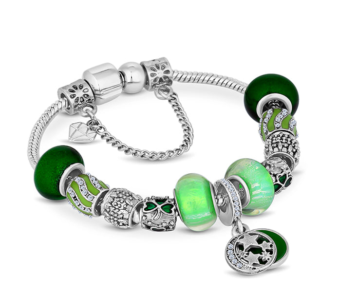 Charm Bracelet with Green Charms