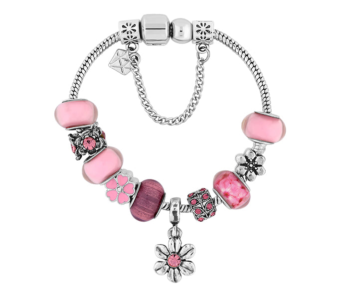 Charm Bracelet with Light Pink Charms