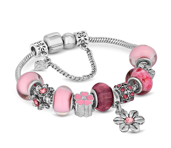 Charm Bracelet with Light Pink Charms