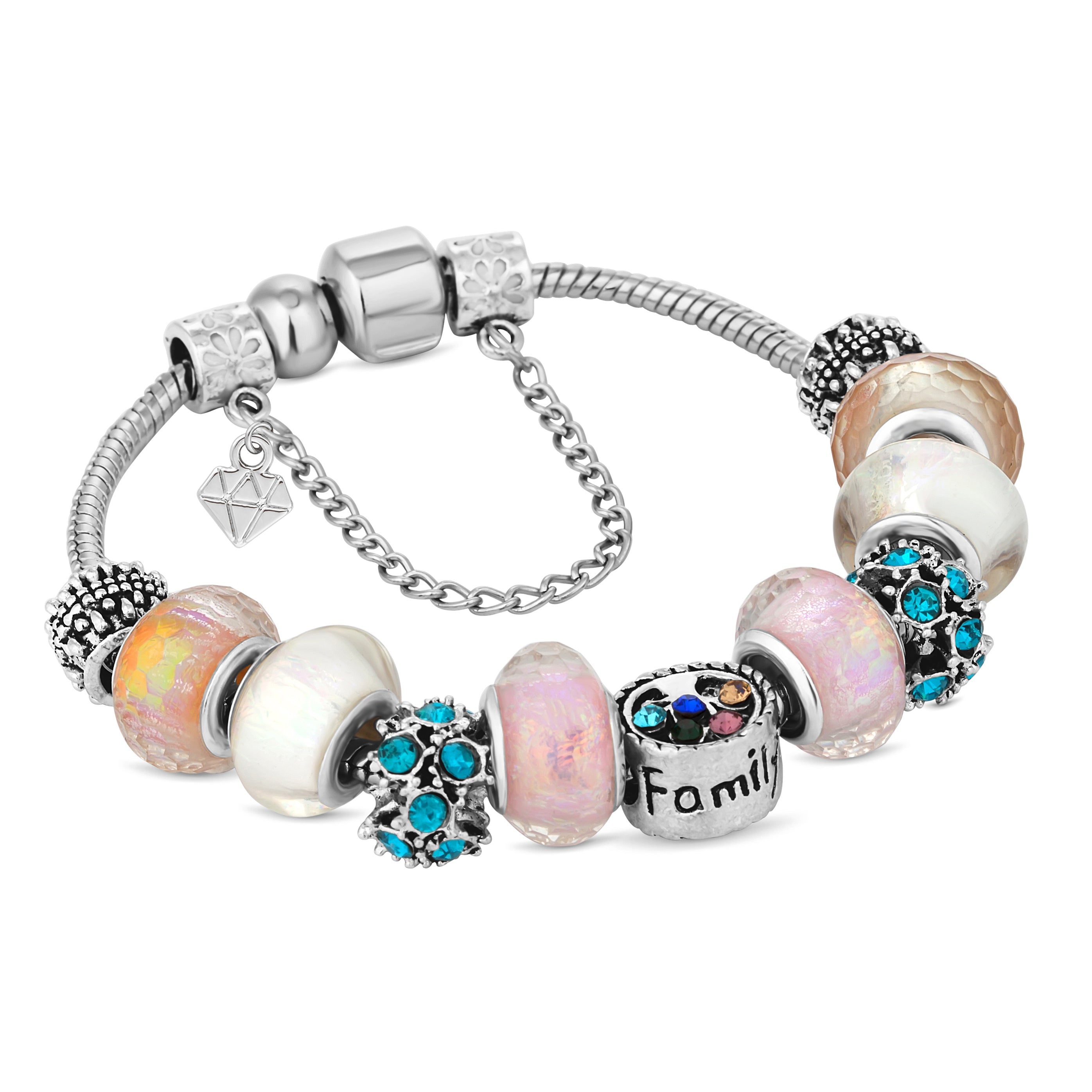 Charm Bracelet with Multi Coloured Charms