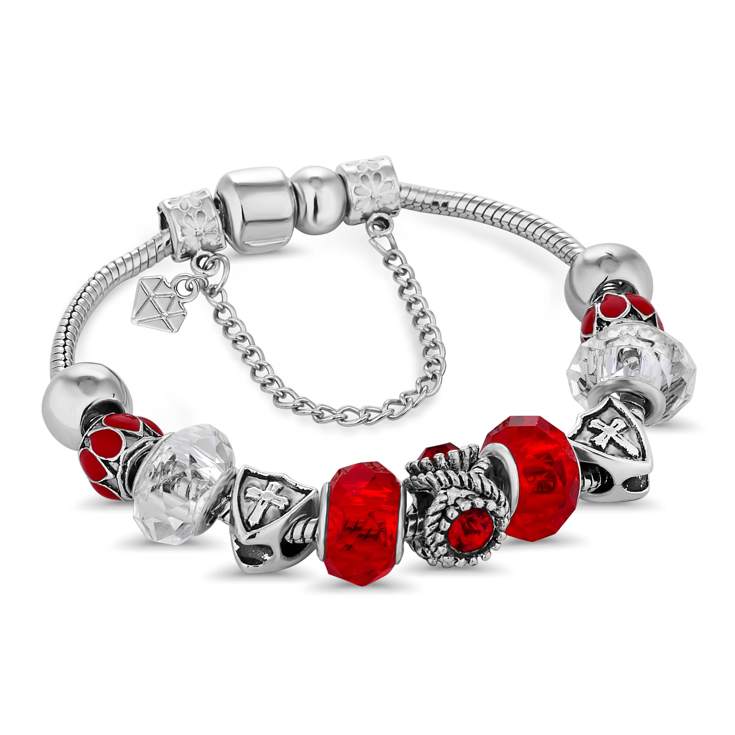 Charm Bracelet with Red Charms